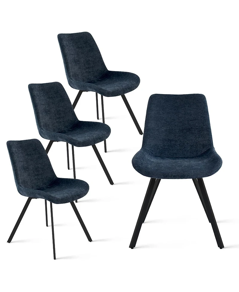 Compact 5-Piece Round Dining Set with 43 Inch Black Table and 4 Chairs, Ideal for Apartments or Breakfast Nooks-Maison Boucle