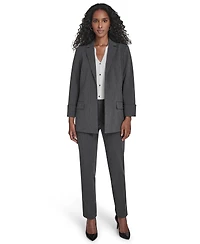 Calvin Klein Petite Pinstripe Pattern Rollback Cuff Open Front Jacket