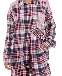 Roudelain Women's 2-Piece Color Blocked Collared Pajama Set