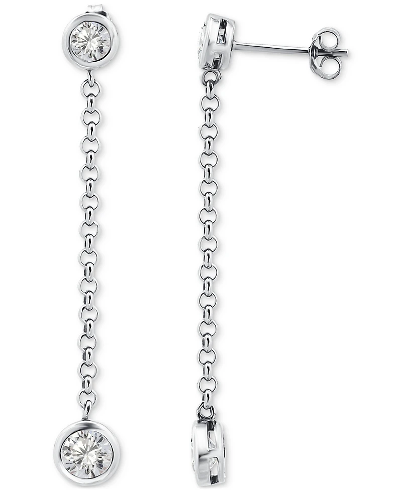 Giani Bernini Round Bezel Set Stone Drop Earrings (2-3/8 ct. t.w.) in Sterling Silver, Macy's Exclusive