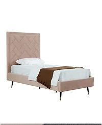 Manhattan Comfort Crosby Modern Twin-Size Velvet Upholstered Bedframe and Headboard