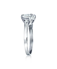 Bling Jewelry 5CT Princess Cubic Zirconia Asscher Cut Solitaire Promise Statement Ring Cz Baguette Side Stones Thin Band Sterling Silver