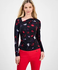 I.n.c. International Concepts Petite Printed Asymmetric Top, Macy's Exclusive