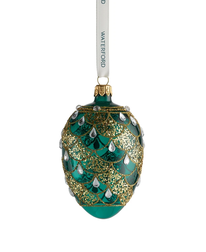 Waterford Holiday Heirlooms Green and Gold Oval Ornament