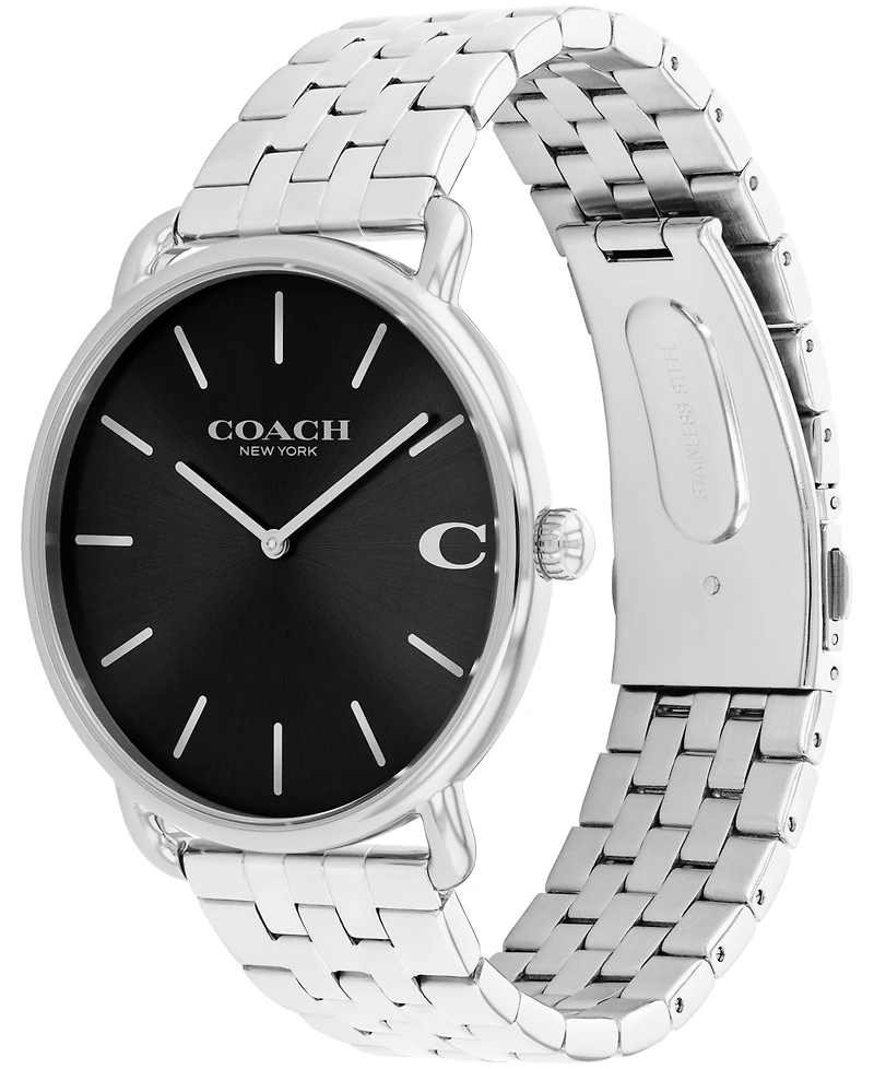 Coach Men's Elliot Silver Tone Stainless Steel Bracelet Watch, 43mm