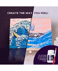Wise Elk Okto Sensory Art 3D Painting "The Great Wave off Kanagawa" – 11.8" x 15.7" Canvas Kit