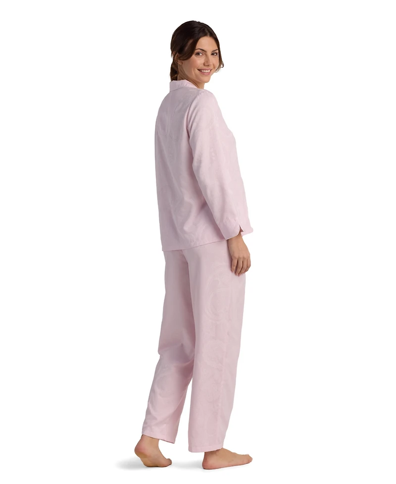 Miss Elaine Women's 2-Piece Notch Collar Top and Pull-On Pants Pajama Set