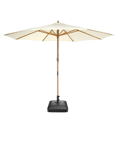 Yescom 13FT Outdoor Solid Wooden Large Patio Umbrella with 4 Wheels Base Beech Pole for Deck Pool Backyard Garden Market Beach Parasol,Ivory