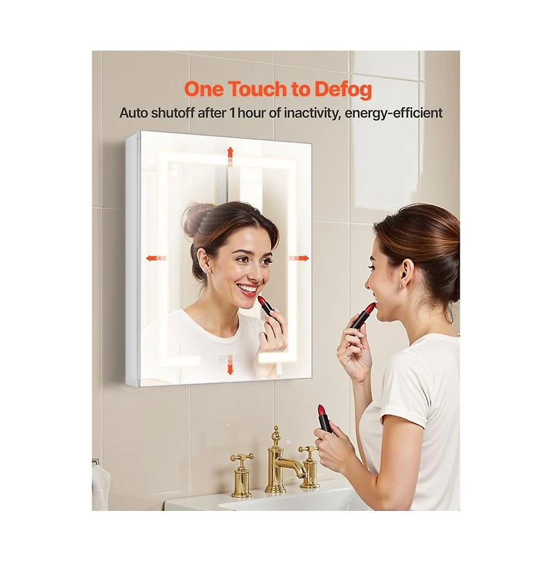 Slickblue Lighted Medicine Cabinet with 2-Side Mirrors for Recessed Wall Mount