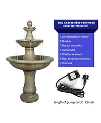 SunJet 51.5” High 3-Tiers Modern Concrete Outdoor Water Fountain