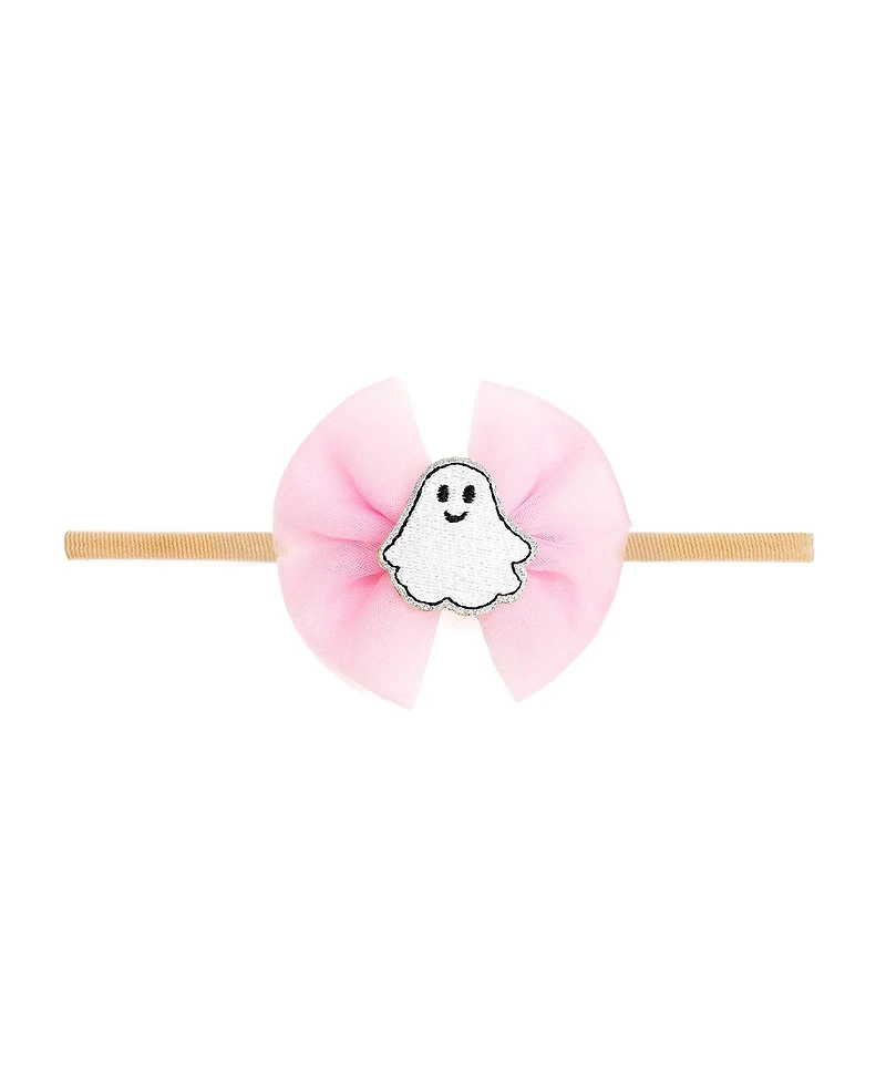 Sweet Wink Baby Girl's Coquette Tulle Ghost Bow Halloween Baby Headband