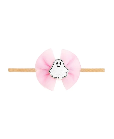 Sweet Wink Baby Girl's Coquette Tulle Ghost Bow Halloween Baby Headband