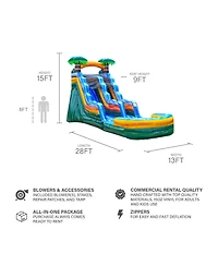 JumpOrange 15 Cali Palms Commercial Grade Water Slide with Detachable Deep Pool for Kids and Adults (with Blower), Outdoor Indoor, Wet Dry Use, Tall W