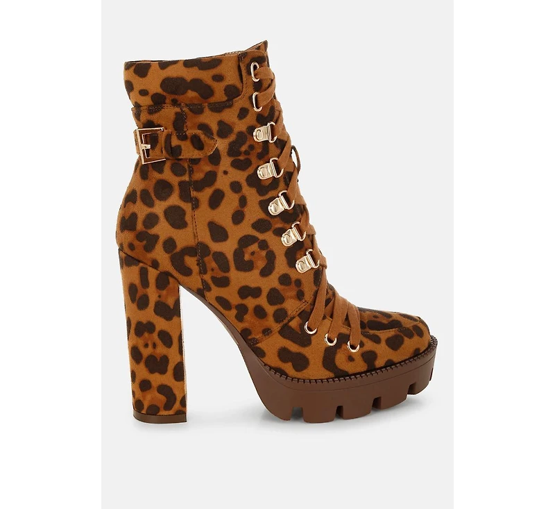 London Rag Fremont Leopard Print Chunky Boots Women