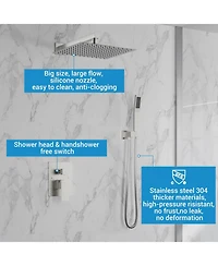 gaomon Bathroom Shower Faucet Set, 12 Inch Rainfall Shower Head With Handheld Combo, Wall Mounted Shower System Shower Fixtures With Pressure-Balanced