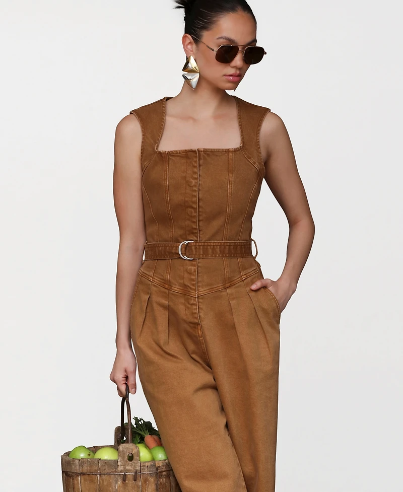 Avec Les Filles Women's Square Neck Culotte Jumpsuit