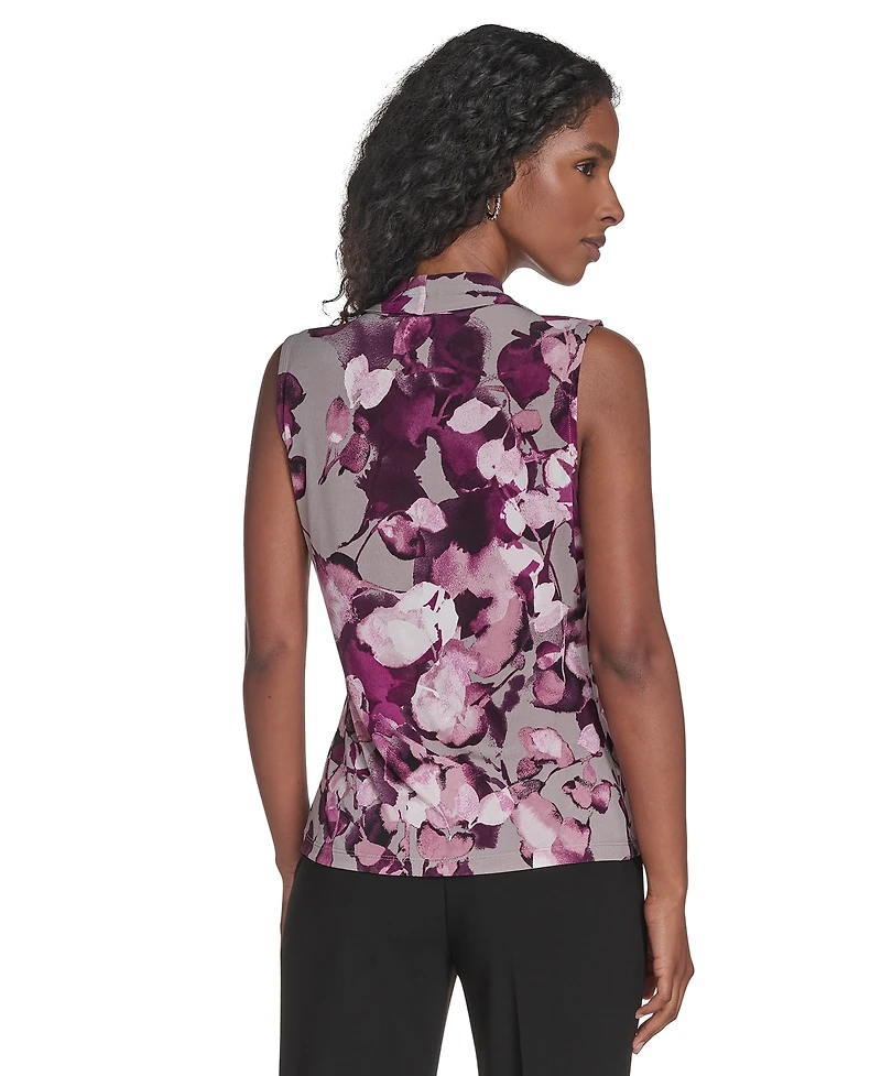 Calvin Klein Women's Sleeveless Printed V-Neck Top