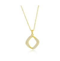 Simona Sterling Silver, Pave Cz Square Necklace & Earrings Set