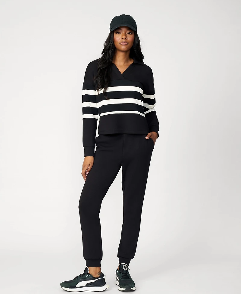 Cable & Gauge Women's Striped Polo Jogger Lounge Set