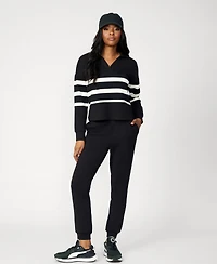 Cable & Gauge Women's Striped Polo Jogger Lounge Set