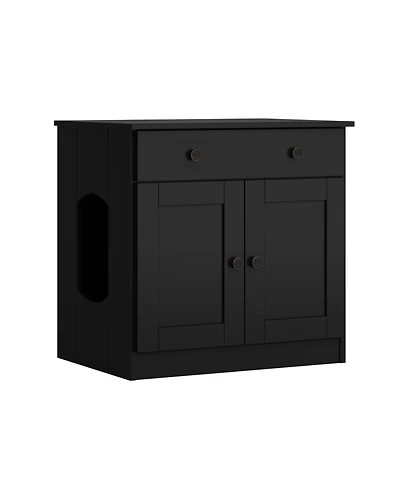 Palace Imports 100% Solid Wood Ziva 2-Door Cat Litter Box Enclosure