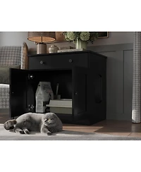 Palace Imports 100% Solid Wood Ziva 2-Door Cat Litter Box Enclosure