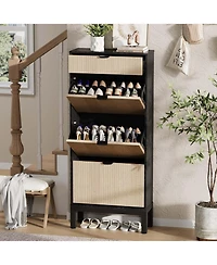 gaomon Shoe Storage Cabinet with 3 Flip Drawers and 1 Drawer, Entryway Shoe Organizer with Adjustable Shelves and Metal Legs, Space-Saving Narrow Rack