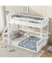 Streamdale Furniture Twin Xl over Queen Bunk Bed with Ladder and Guardrails White