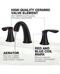 gaomon Bathroom Faucet, 8 Inch Bathroom Faucets for Sink 3 Hole, Widespread Matte Black Bathroom Faucet with Pop up Drain and cUPC Lead-Free Hose (Mat
