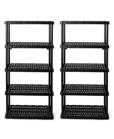 Gracious Living 5 Shelf Knect-a-Shelf Ventilated Heavy Duty Storage, Black 2Pack