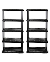 Gracious Living 5 Shelf Knect-a-Shelf Ventilated Heavy Duty Storage, Black 2Pack