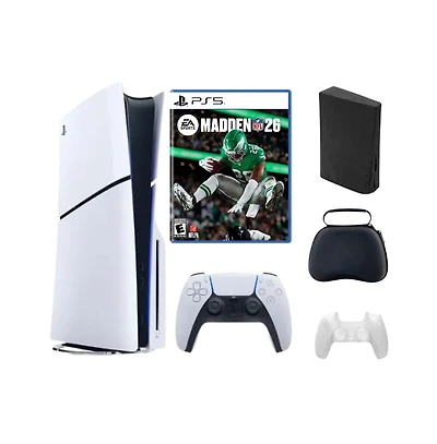 Sony PlayStation 5 Slim Disc Bundle with Madden 26 Game and Accessories