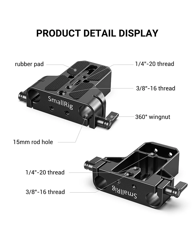SmallRig Baseplate with Dual 15mm Rod Clamp