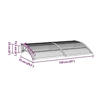 vidaXL Door Canopy Black and Transparent 118.1"x29.5" Polycarbonate