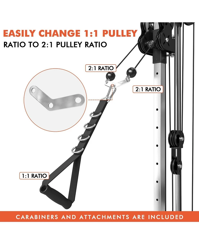 Mikolo Wall Mount Cable Station, Crossover Machine with 18 Positions Dual Pulley System for Home Gym Fitness Equipment