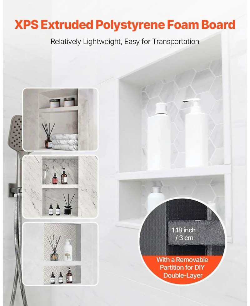 Slickblue Bathroom Recessed Divider Shelf for Shower Wall Storage and Essentials