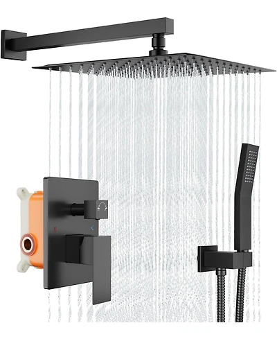 gaomon Bathroom Shower Faucet Set, 12 Inch Rainfall Shower Head With Handheld Combo, Wall Mounted Shower System Shower Fixtures With Pressure-Balanced