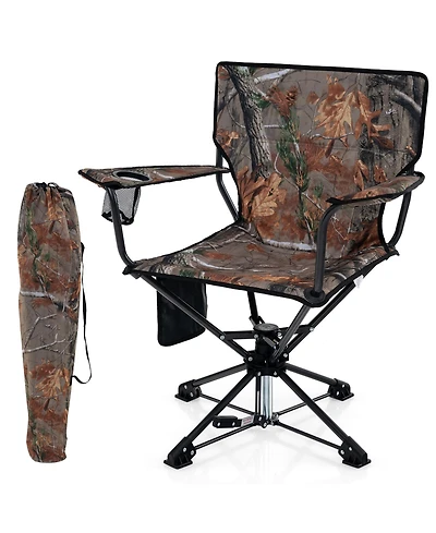 360° Swivel Hunting Chair Portable Foldable Hunting Chair with Mesh Cup Holder and Storage Pockets