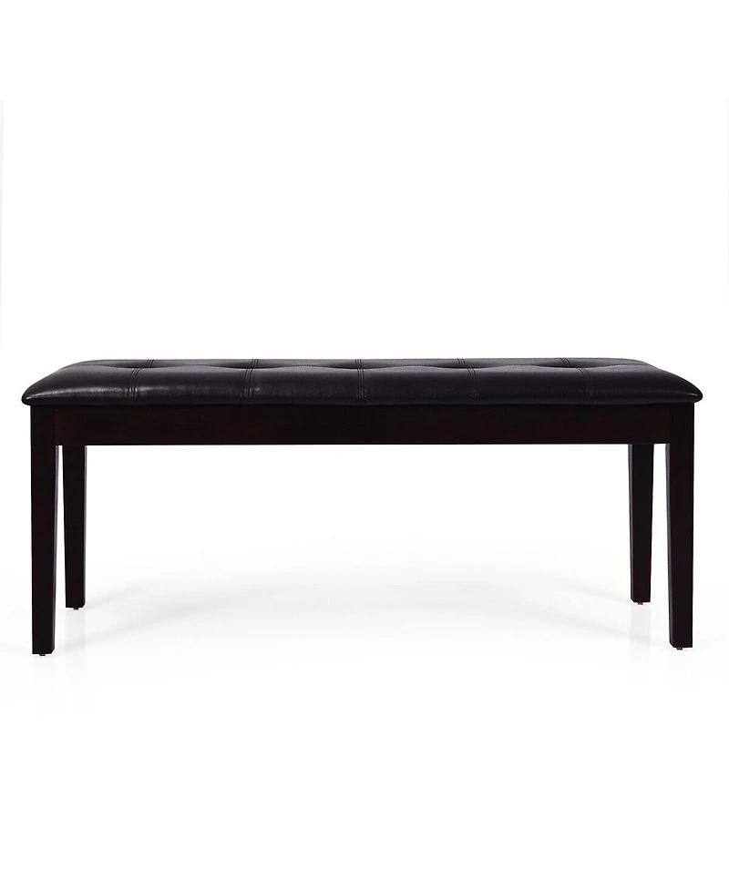 Gouun Upholstered Dining Room Pu Bench Solid Wood Button Tufted