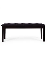 Gouun Upholstered Dining Room Pu Bench Solid Wood Button Tufted