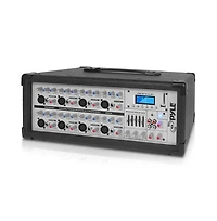 Pyle 8-Channel Bluetooth Stage Powered Mixer - Pro Audio Sound Mixer, MP3/Usb/Sd Readers, Aux(3.5mm) Input, Digital Lcd Display (800 Watt)