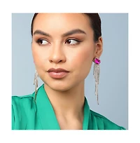 Sohi Women's Pink Bling Drop Earrings