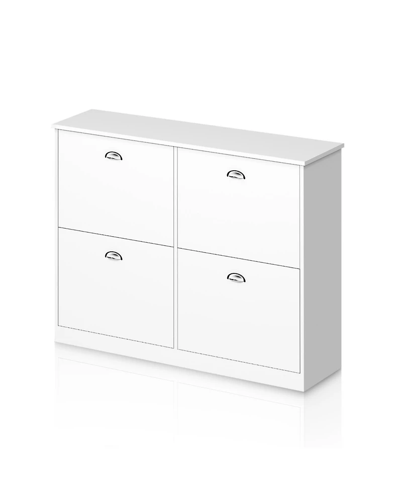 Streamdale Furniture Slim 4-Drawer Shoe Cabinet (White)