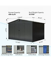 Clihome 8-ft x 10-ft Galvanized steel Storage Shed
