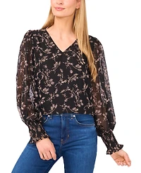 CeCe Women's Long Sleeve V-Neck Blouse