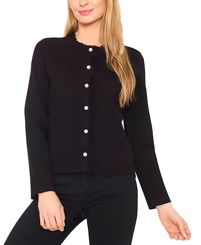 CeCe Women's Fringe Long Sleeves Cardigan