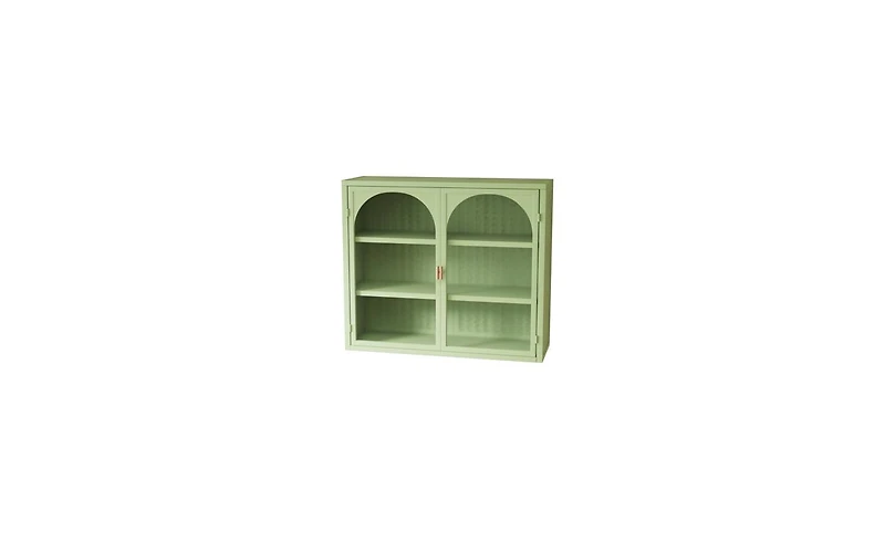 Slickblue Modern Two-Door Wall Cabinet with Glass Doors and Three-Tier Storage