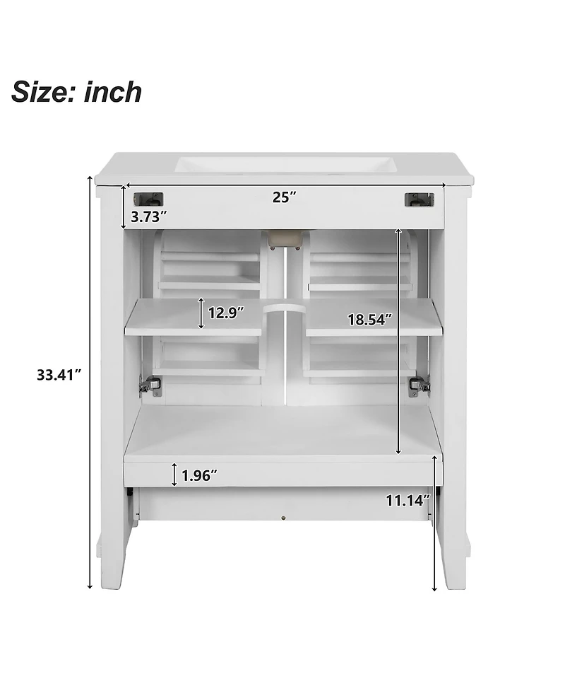 Casainc 30" Bathroom Vanity with Sink, Solid Wood Frame and Mdf, 2 Soft-Close Doors, Drawer and Storage Shelves