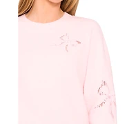 CeCe Women's Lace Bow Long Sleeves Sweater