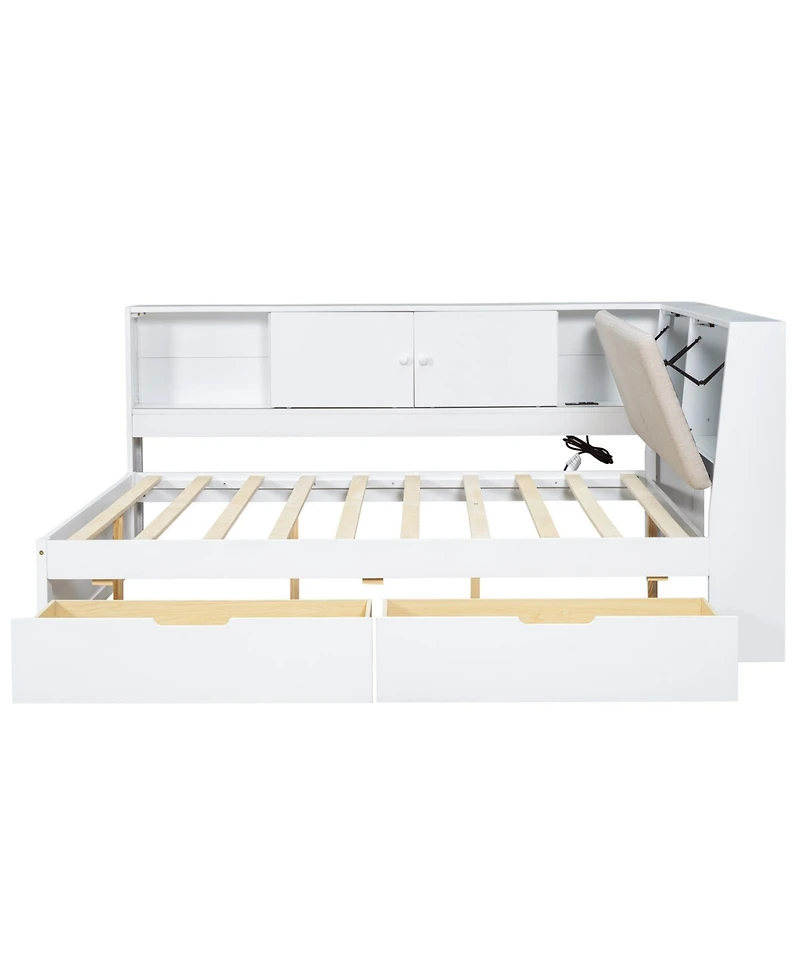 Streamdale Furniture L-Shaped Daybed with Storage Bookcase & Usb